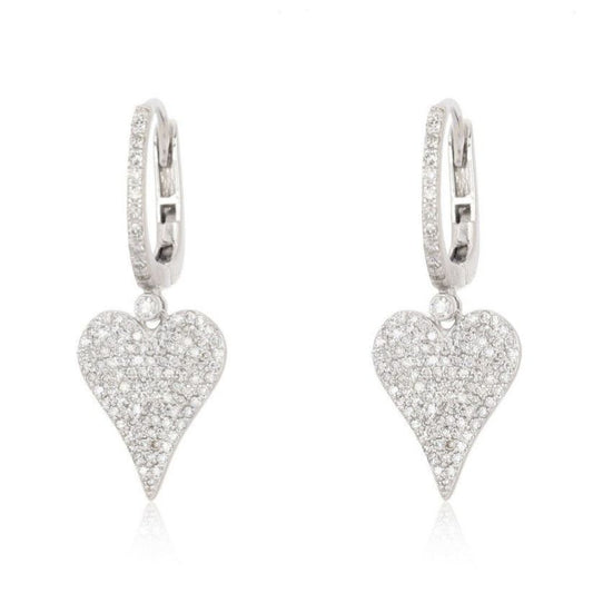Heart Drop Diamond Huggie Earrings in 14K Yellow Gold