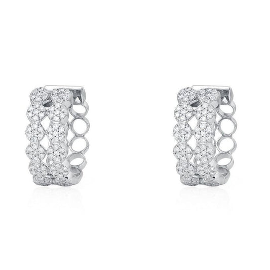 Diamond Pave Chain Link Huggie Earrings in 14K Yellow Gold