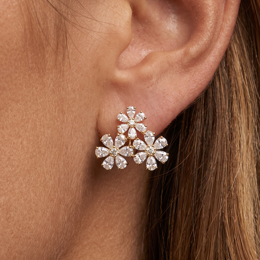 Fancy Opulence Diamond Stud Earrings in 14K Yellow Gold