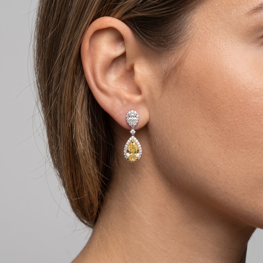 Pear Shaped 14K Drop Diamond Waterfall Earrings