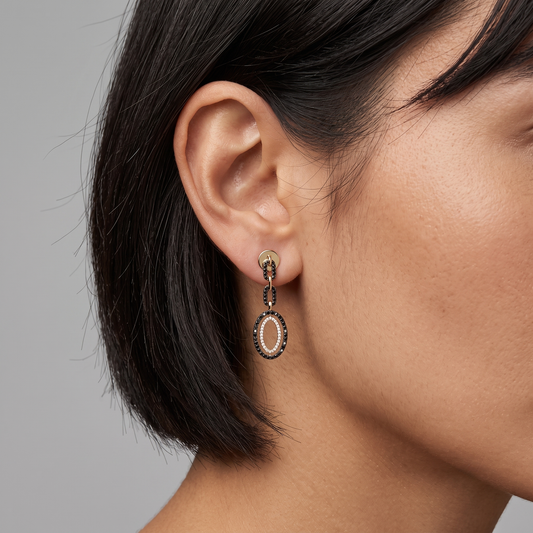 Link Oval Diamond 14K (or 18k upon request) Drop Earrings