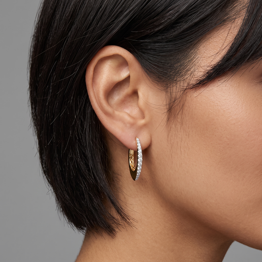 Classic Curve Diamond Hoop Earrings in 14K Yellow Gold