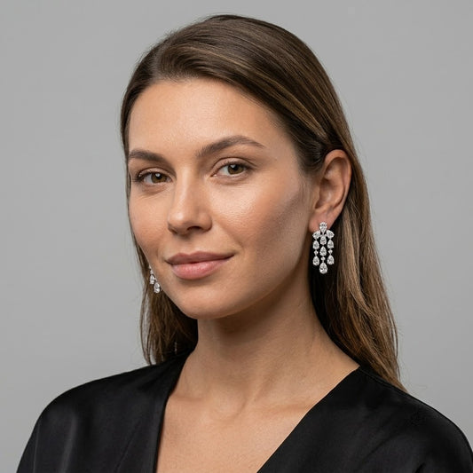 Illumine Chandelier White Diamond Earrings