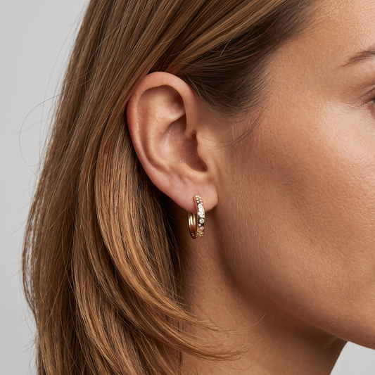 38 Diamond Opal 14K (or 18k upon request) Yellow Gold Huggies Earrings