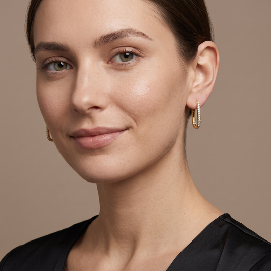 Sleek Row Diamond Huggie Earrings in 14K Yellow Gold