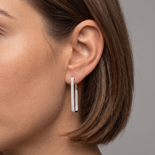 Ornamental Diamond Drops Earrings in 14K White Gold