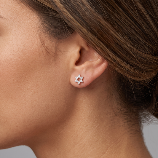 Star of David Diamond Accent Stud Earrings in 14K Yellow Gold