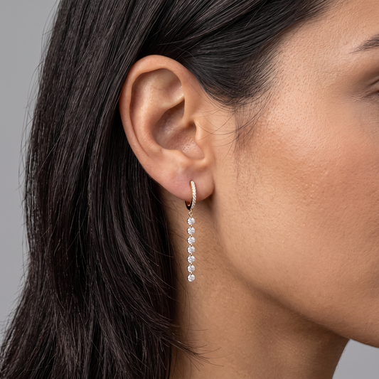 Charismatic Diamond Drop Silk Earrings in 14K Yellow Gold