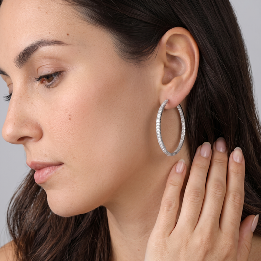 Emerald Cut Diamond Earrings in 18K White Gold
