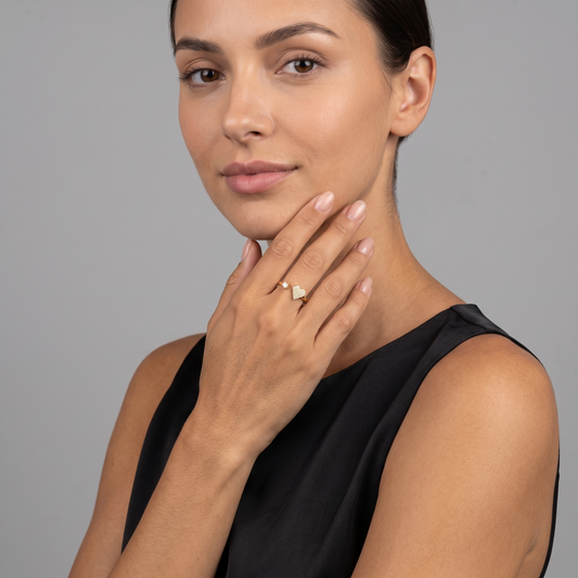 Open Heart Diamond Cuff Ring in 14K Yellow Gold