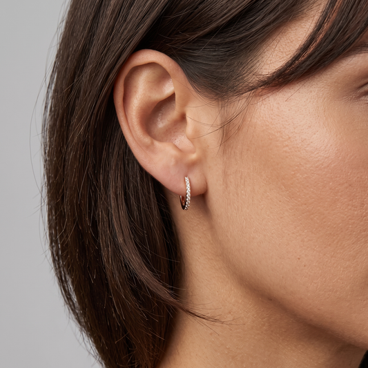 Diamond Pave Mini Huggie Earrings in 14K Rose Gold