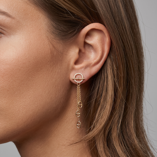 Equinox Chain 14K (or 18k upon request) Yellow Gold Diamond Drop Earrings