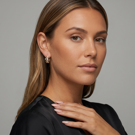 Diamond Huggie Bezel Set Hoop Earrings in 14K Yellow Gold