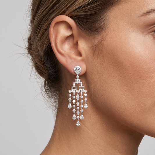 Opal Shine Diamond Drape Earrings in 18K Yellow Gold