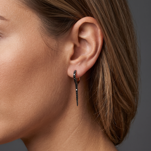40 Diamond Black Rhodium 14K (or 18k upon request) Yellow Gold Drop Earrings
