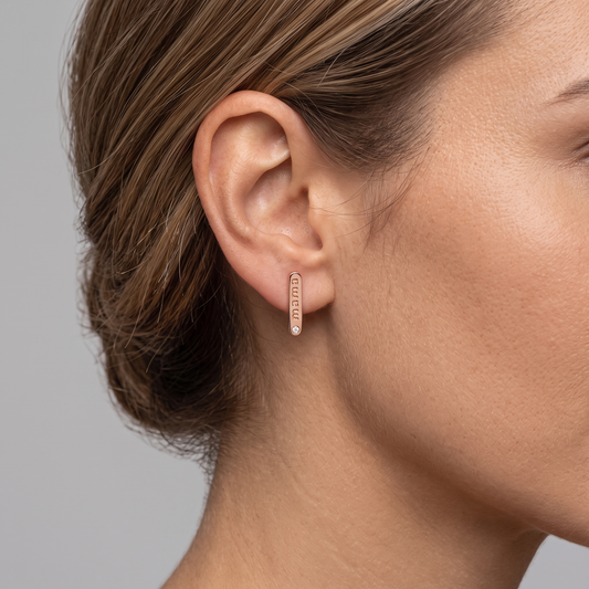 Mama Bar Stud Diamond Earrings in 14K Rose Gold