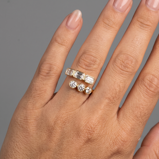 Dual Brilliance Multi-Cut Diamond Ring in 18K Yellow Gold
