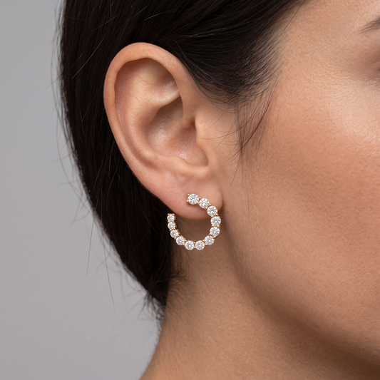 Golden Charm Diamond Hoop Earrings in 14K Yellow Gold