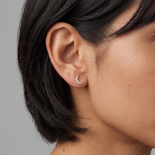 Ruby Diamond Stud Earrings in 14K Yellow Gold