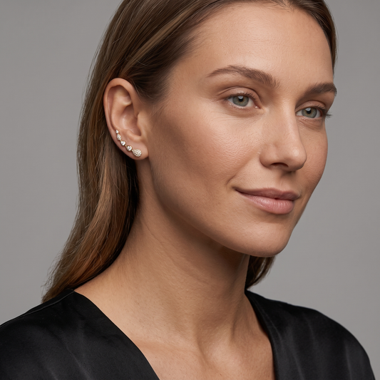 Rise Diamond Climber Earrings in 14K Yellow Gold