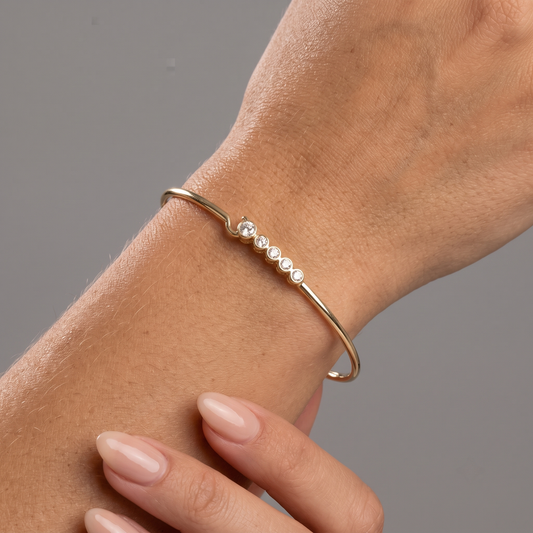 Dusk Radiance Diamond Bangle Bracelet in 14K Yellow Gold