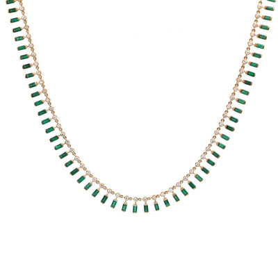 Luxury Emerald Drop 18K Yellow Gold Diamond Necklace