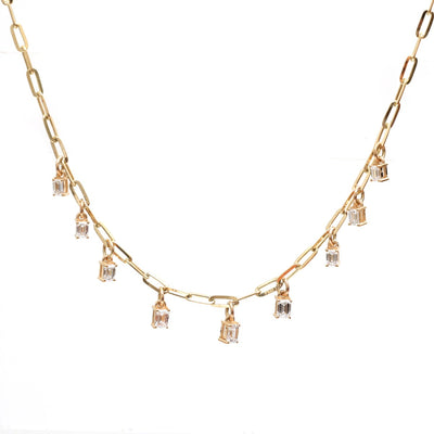 Luxury Lab Diamond 14K (18K Custom) Yellow Gold Drop Necklace