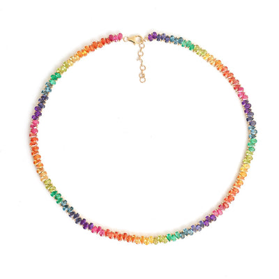 Rainbow Gemstone Luxe 14K (18k Custom) Yellow Gold Statement Necklace