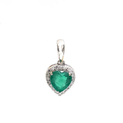 Elegant Emerald 18K Yellow Gold Heart Pendant Necklace