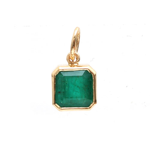 Elegant Emerald Octagon Pendant 18K Yellow Gold Necklace