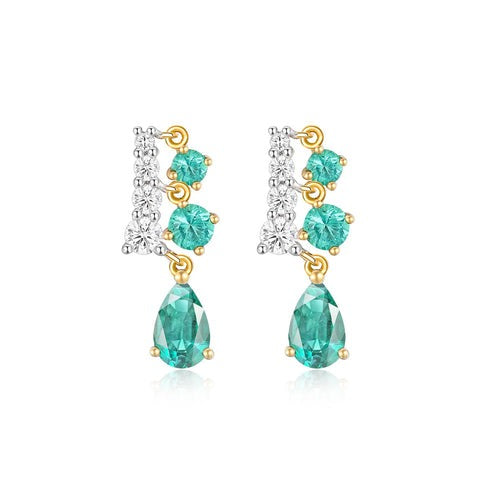 Mystic Diamond Cascade Drop Earrings in 14K Yellow Gold