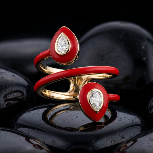 Vintage Inspired Diamond Open Wrap Ring in 14K Yellow Gold