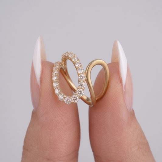 Open Wrap Diamond Sapphire Ring in 14K Yellow Gold