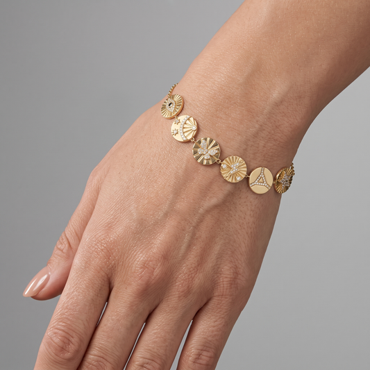 Mystic Talisman Bangle Charm Bracelet in 14K Yellow Gold