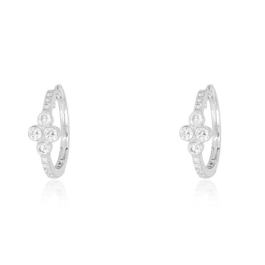 Round Cluster Diamond Huggie Earrings in 14K Yellow Gold