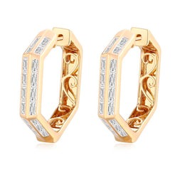 14K Circle Hoops Diamond Earrings