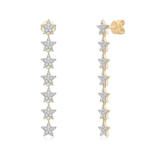 Cascade Diamond Drop Earrings in 14K Yellow Gold