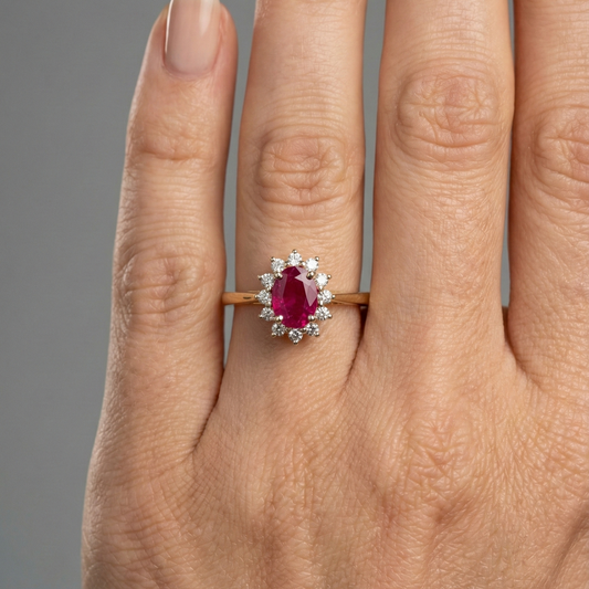 Oval Pink Sapphire Gemstone 14K Gold Engagement Ring