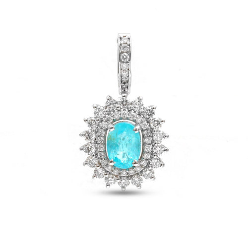 Radiant Paraiba 18K Lab-Diamond Pendant Necklace