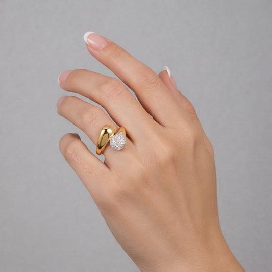 Teardrop Diamond Pave Cocktail Ring in 14K Yellow Gold