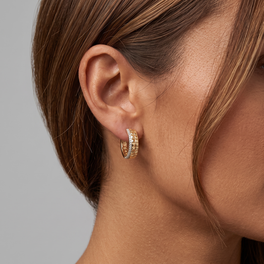 Classic Diamond Halo Circle Earrings in 14K Yellow Gold