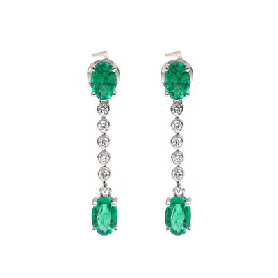 Emerald 18K Diamond White Earrings