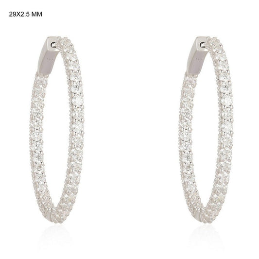 Radiant Pave Diamond Hoop Earrings in 14K Yellow Gold