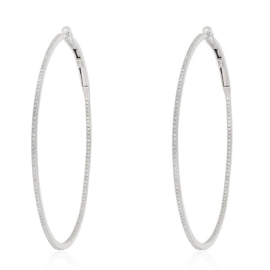 Slim Pave Oval Hoop Earrings in 14K Yellow Gold