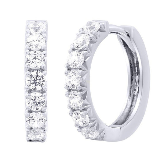 Classic Round Diamond Huggie Earrings in 14K Yellow Gold