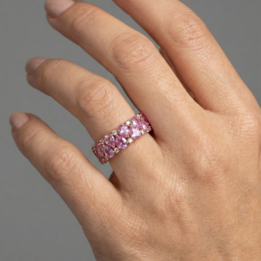 Pink Sapphire Pear-Cut 14K Rose Gold Eternity Band Ring