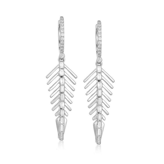 Diamond Spine Drop Statement Earrings in 14K Yellow Gold