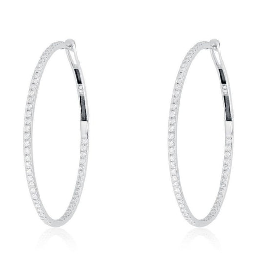 Micro Pave Classic Thin Hoop Earrings in 14K Yellow Gold
