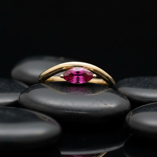 Marquise Ruby Open Band Ring in 14K Gold