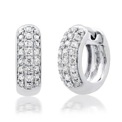 Bold Pave Diamond Mini Hoop Earrings in 14K Yellow Gold